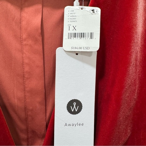 NWT Awaylee X Free People Peekaboo Velvet Jumpsuit Women's 1X Cutout Red Orange - Picture 9 of 16